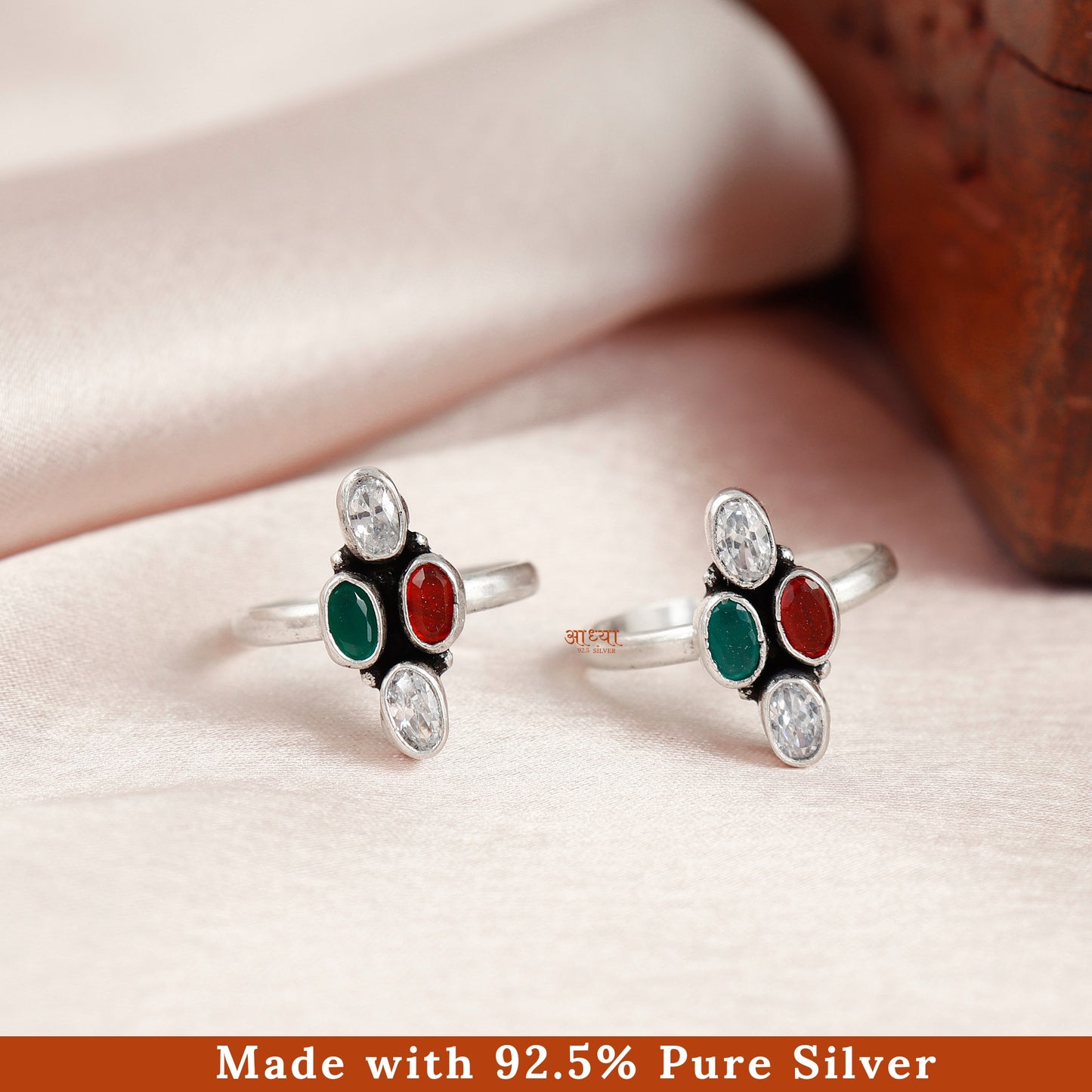 Multicolor Festive Silver Toe Ring