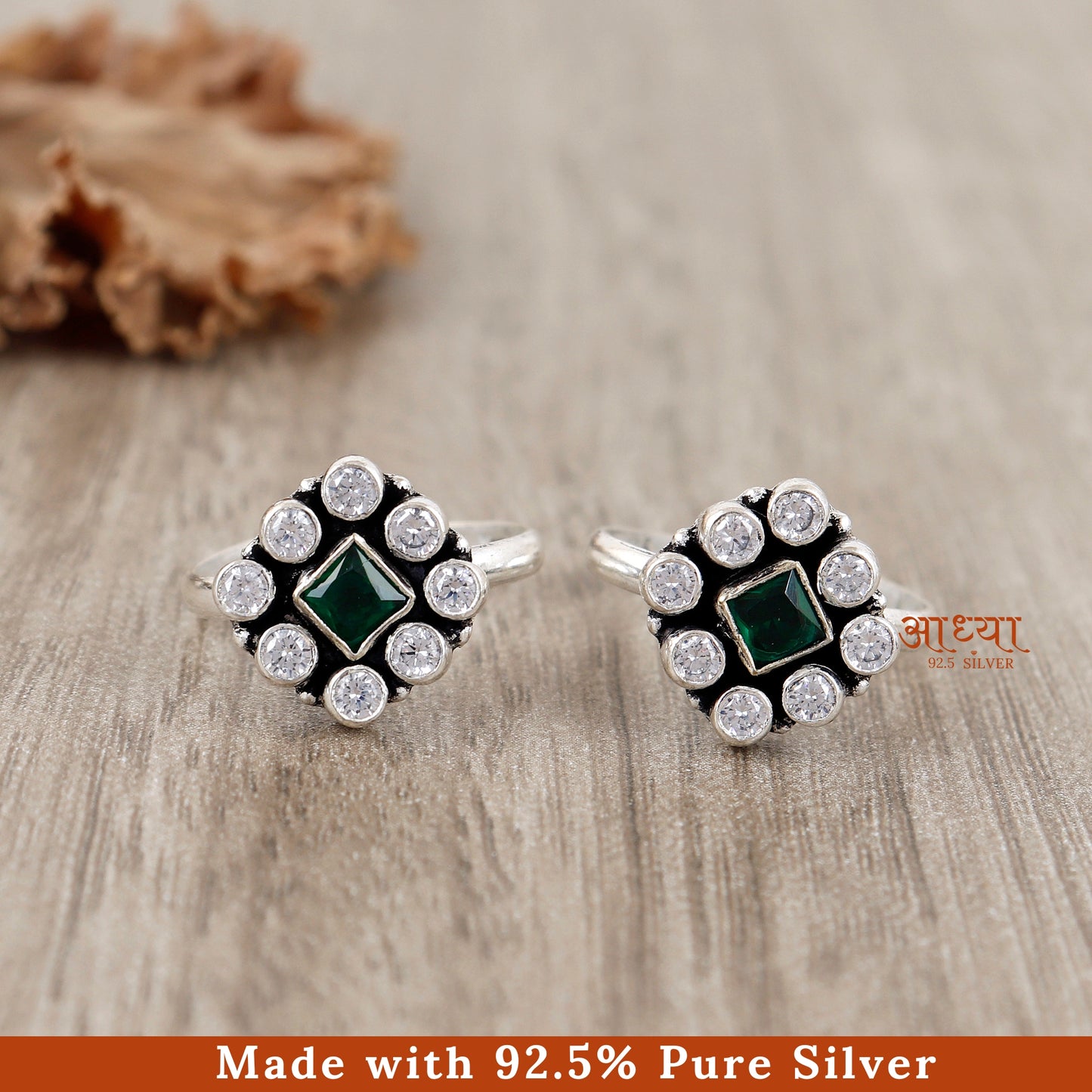 925 Silver Jadau Floral Toe Ring