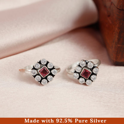 925 Silver Jadau Floral Toe Ring