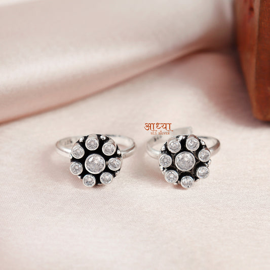 Blossom Halo Silver Toe Ring