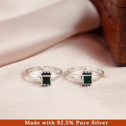 Crystal Bloom Silver Toe Ring