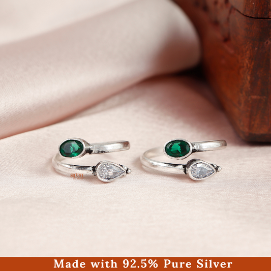 Cubic Zirconia Silver Toe Ring