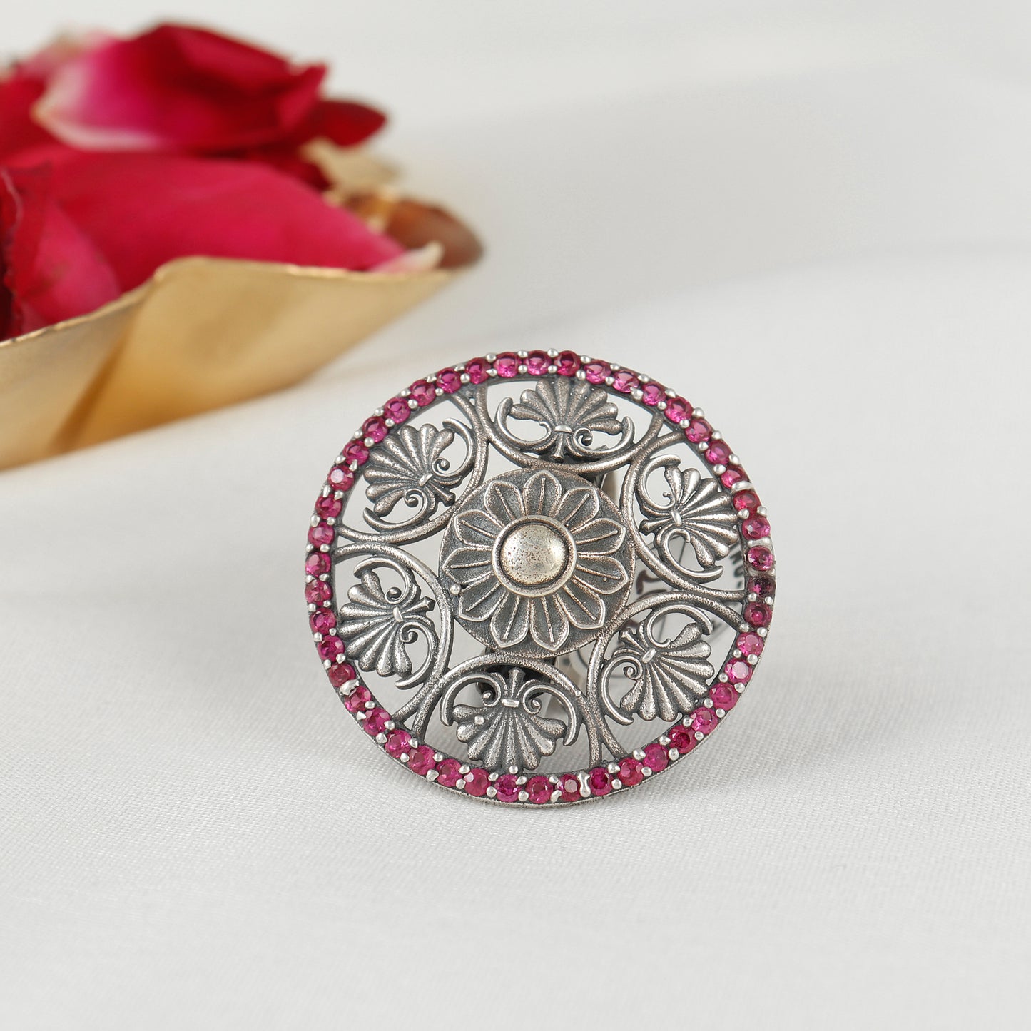 Dazzling Orbit Silver Adjustable Ring