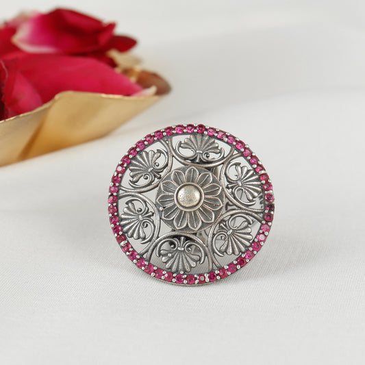 Dazzling Orbit Silver Adjustable Ring