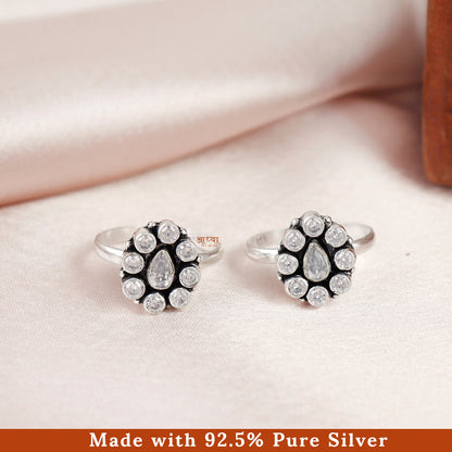 Dewdrop Elegance Silver Toe Ring