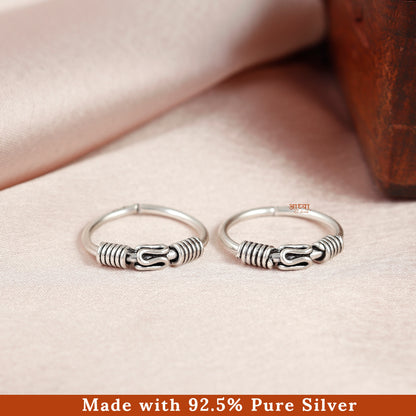Engraved Snake Band Silver Toe Ring