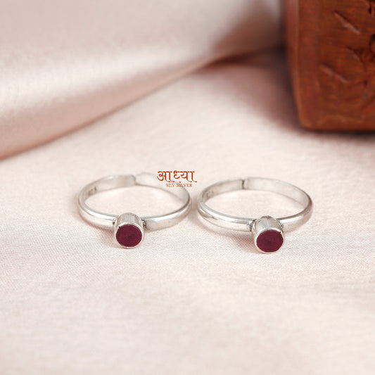 Everyday Ruby Stone Silver Toe Ring