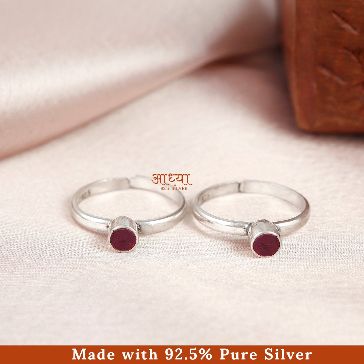Everyday Ruby Stone Silver Toe Ring