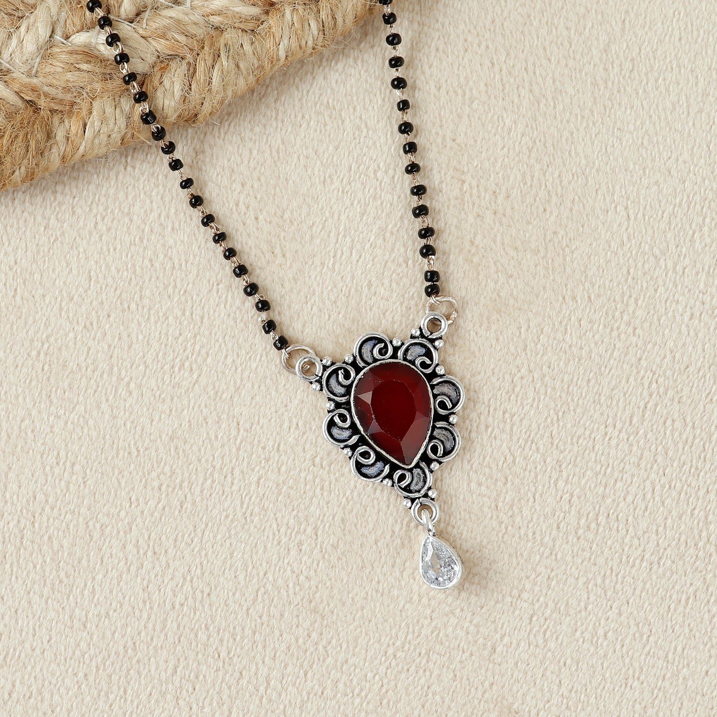 Floral Style Silver Mangalsutra