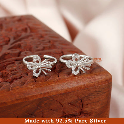 Lily Flower Silver Toe Ring