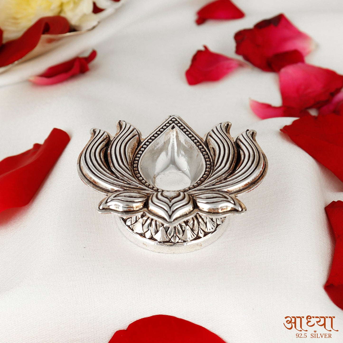 Lotus Style Silver Diya