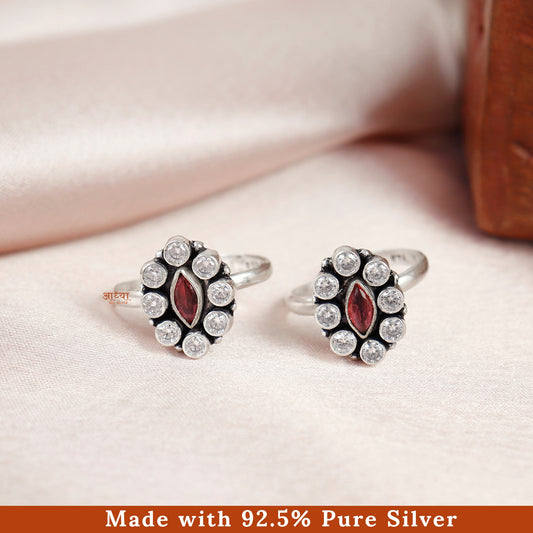 Marquise Shape Silver Toe Ring