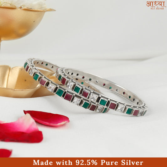 Multicolor Festive Inspired Silver Bangle