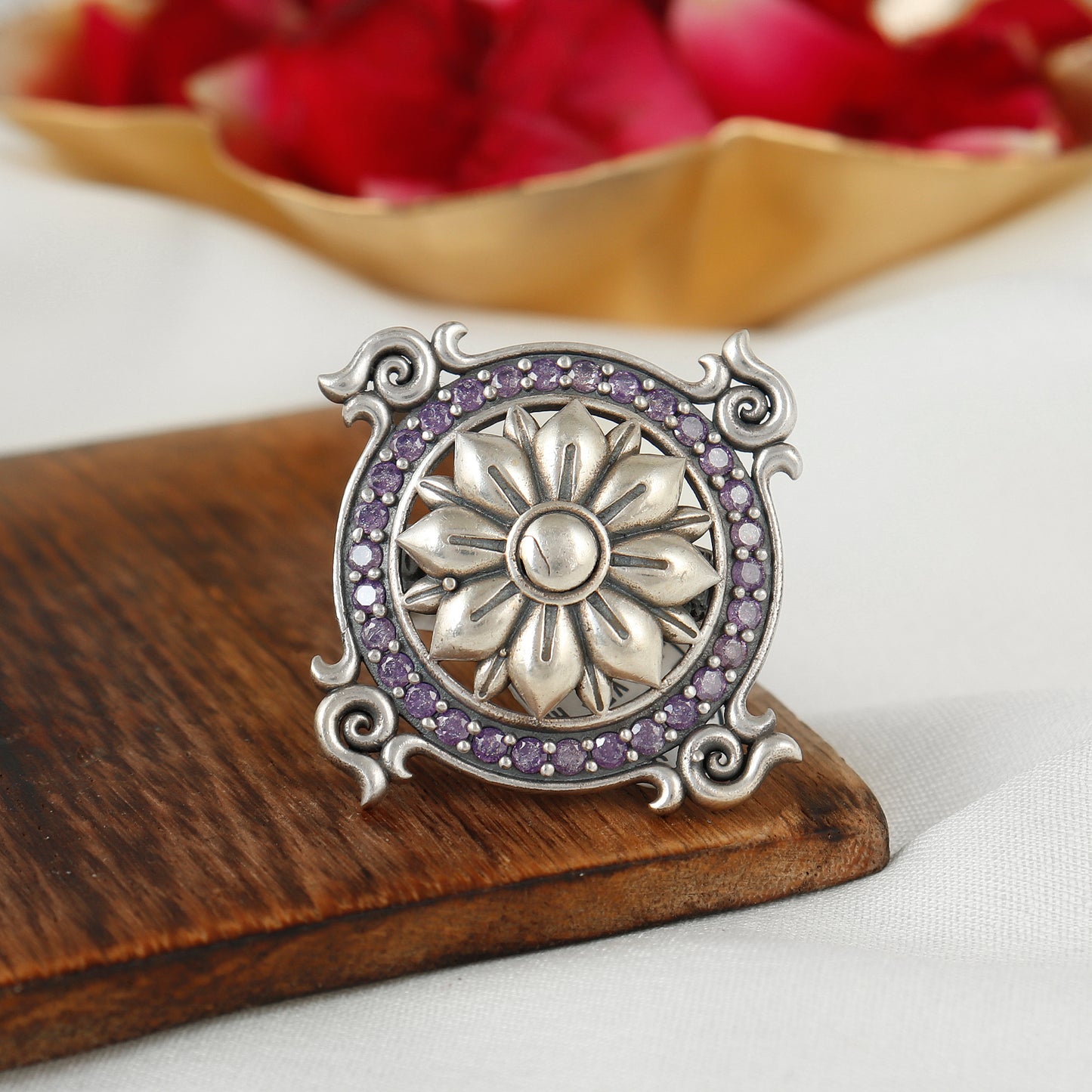 Party Wear Silver Adjustable Ring