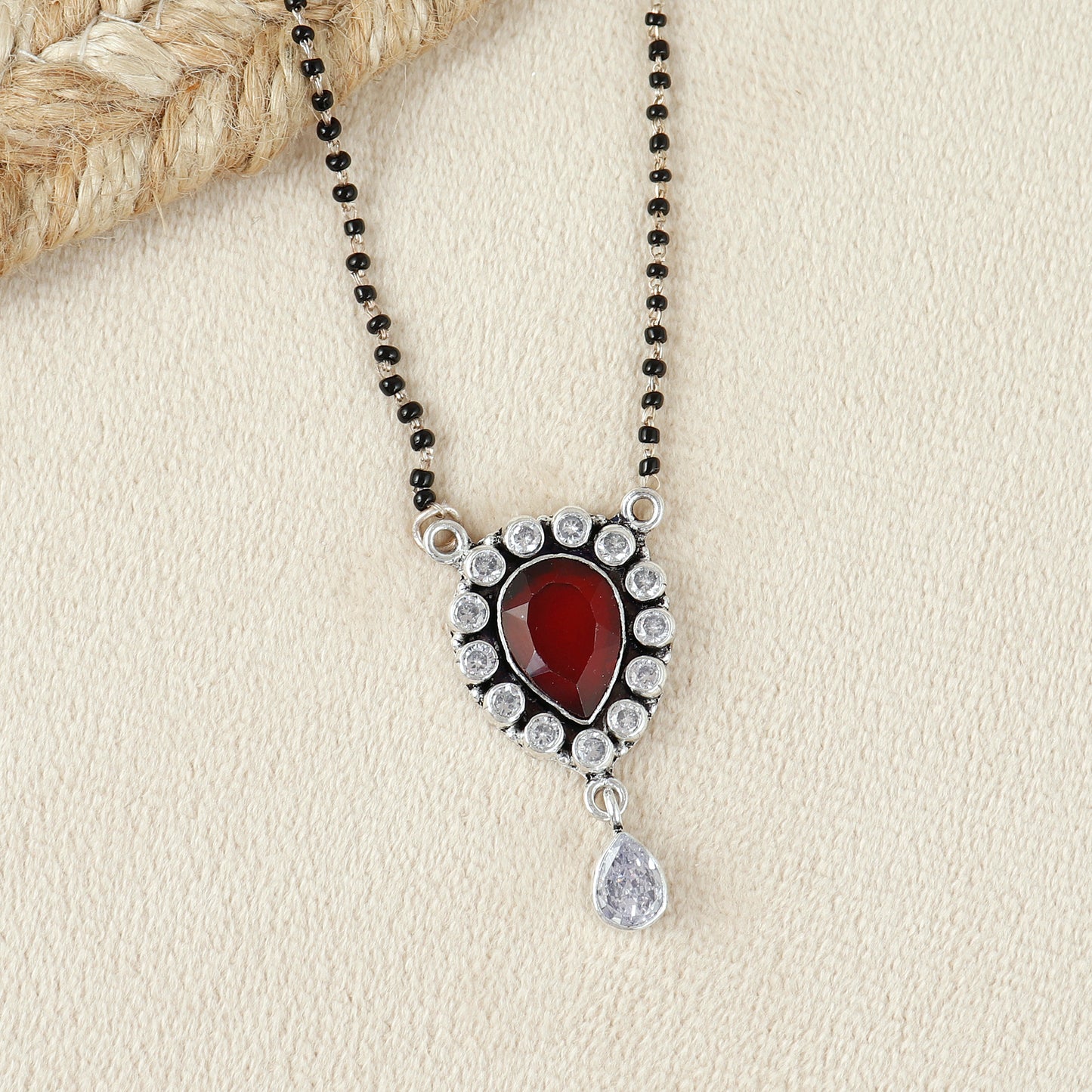 Radiant Cutstone silver Mangalsutra