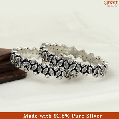 Shimmering Marquise Silver Bangle