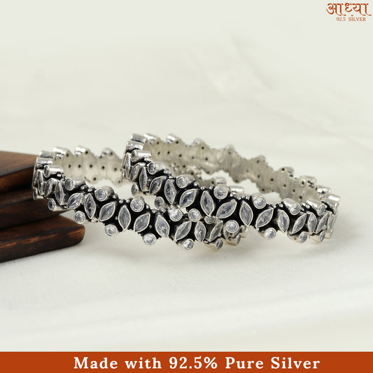Shimmering Marquise Silver Bangle