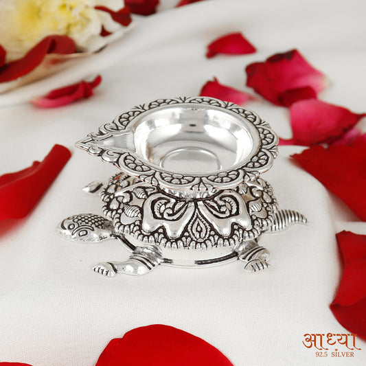 Turtle Vintage Inspired Silver Diya