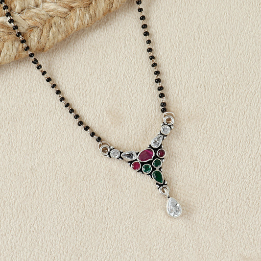 Two Tone Multicolor Silver Mangalsutra