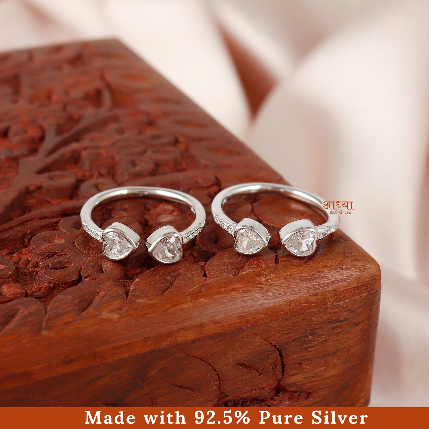 Two Hearts Silver Toe Ring