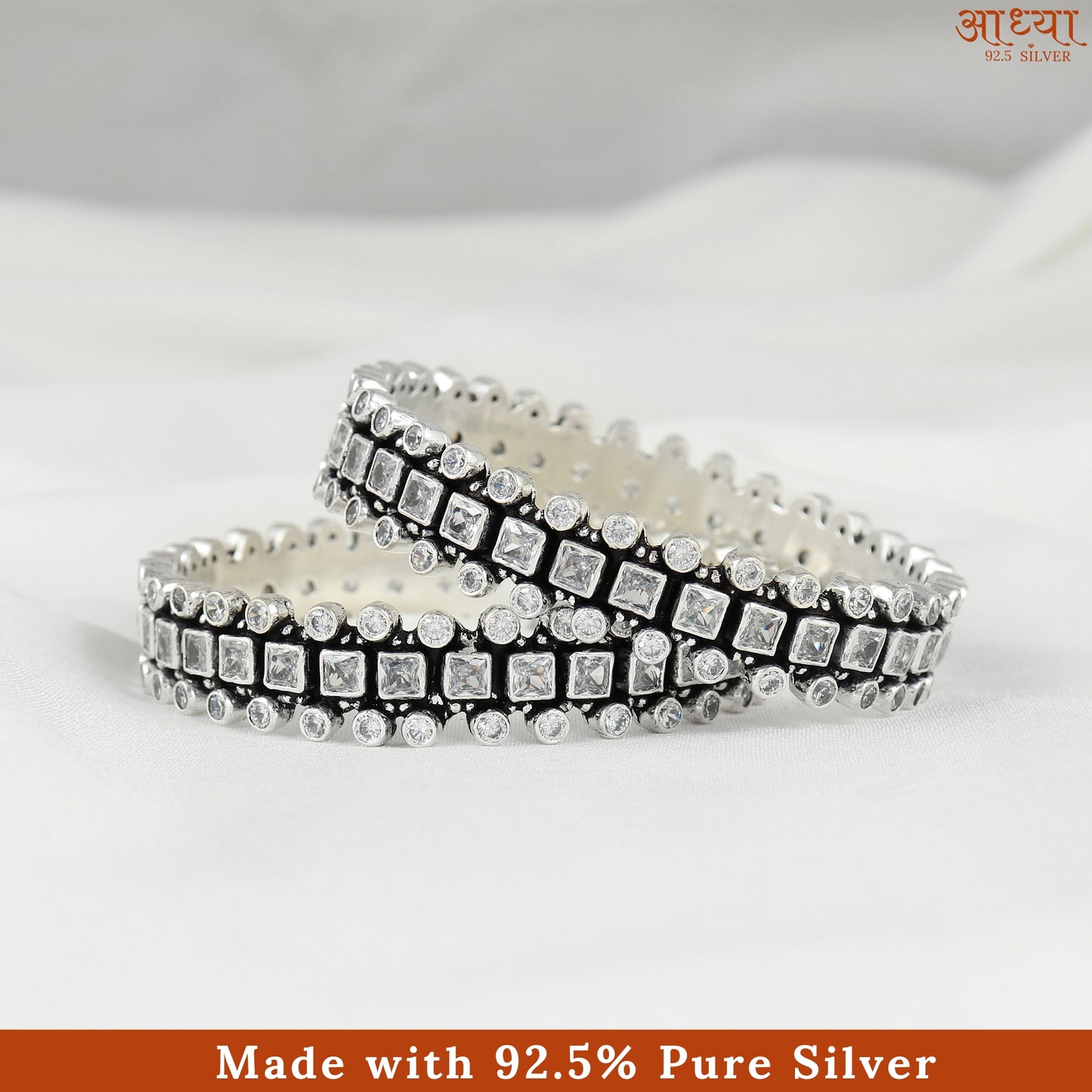 Vintage Inspired Cut Stone Silver Bangle